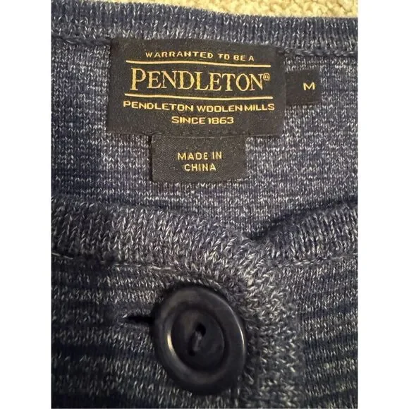 Pendleton Womens Medium Button Cardigan Sweater Cotton Heather Blue Lightweight - Picture 8 of 9